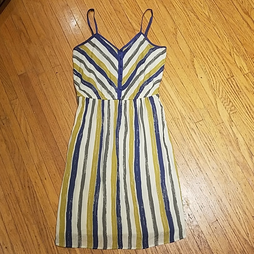 navy & lime striped dress